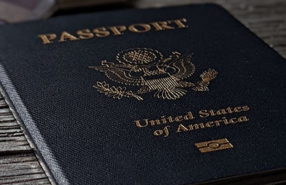 close-up on US passport on a table